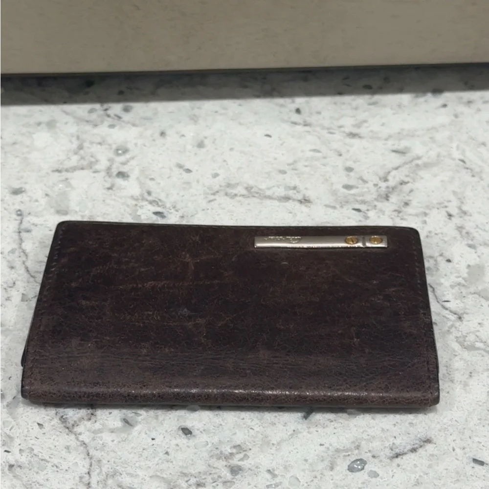 Cartier Dark Brown Leather Card Holder Wallet AUTHENTIC